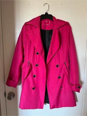 Calvin Klein Bright Pink Double-Breasted Trench Coat